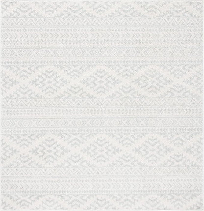 SAFAVIEH Tulum Collection Area Rug - 12' Square, Ivory & Light Grey, Moroccan Boho Tribal Design, Non-Shedding & Easy to Clean, Ideal for Living Room, Bedroom, Dining Space (TUL272G)