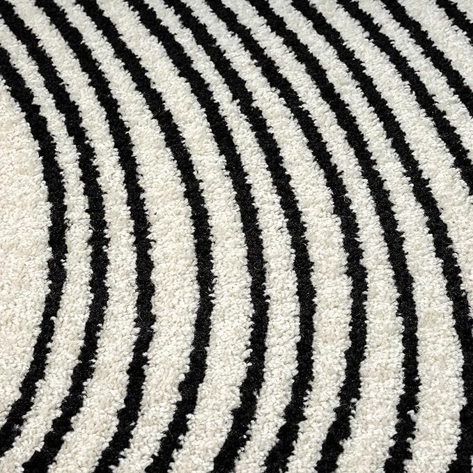 Abani Nuevo Beige Black Swirls Modern Area Rug 9' x 12' for Living Room, Bedroom - Abstract Design - Durable & Easy to Clean