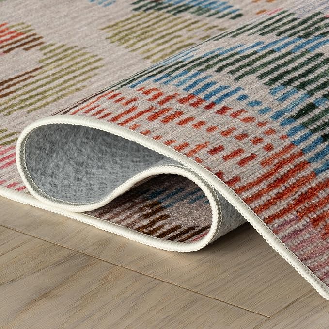 Dash & Albert Bloom Multi Machine Washable Rug, 2 X 3 Feet, Blue/Ivory Floral Pattern