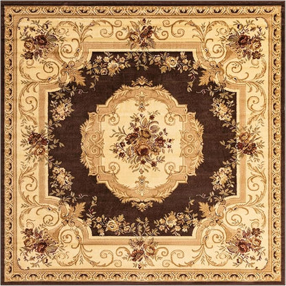 Rugs.com Chateau Collection Rug – 7' 10 Square Brown Medium Rug Perfect for Living Rooms, Kitchens, Entryways