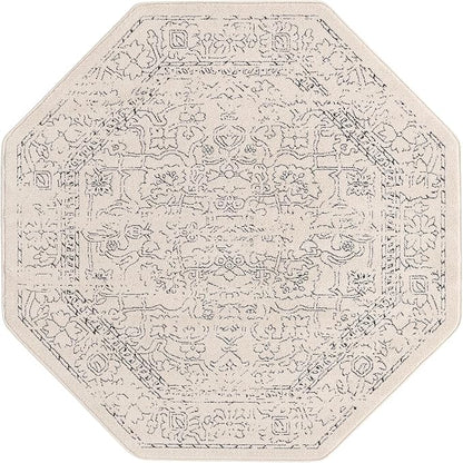 Unique Loom Isabella Collection Area Rug - Adjani (5' 1" Octagon, White/ Blue)