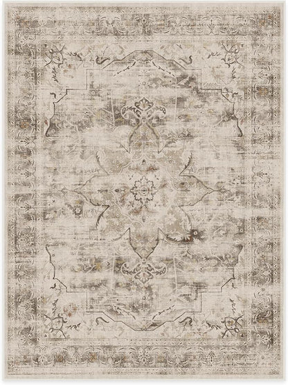 RUGGABLE Washable Vintage Area Rug – Sarrah Hazel 9x12, Stain-Resistant, Non-Slip – Large Machine Washable Rugs for Living Room, Bedroom, Hallway, Entryway & Office–with Cushioned Pad