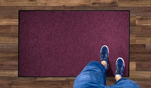 WaterHog Diamond | Commercial-Grade Entrance Mat with Rubber Border – Indoor/Outdoor, Quick Drying, Stain Resistant Door Mat (Bordeaux, 3' x 4')