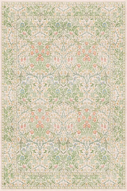 Light Beige Green Area Rugs for Dining Room, 6x9 Washable Area Rug for Bedroom, Living Room, Nursery Room, Kids Play Room, Low Pile Non-Slip - Vintage Design & Stain Resistance