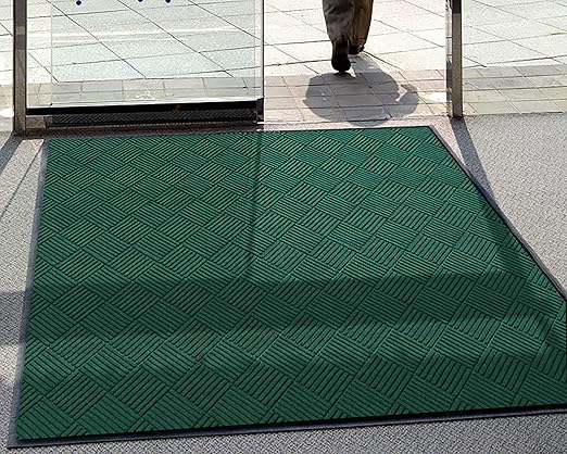 M+A Matting WaterHog Diamond | Commercial-Grade Entrance Mat with Rubber Border – Indoor/Outdoor, Quick Drying, Stain Resistant Door Mat (Evergreen, 6' x 8')