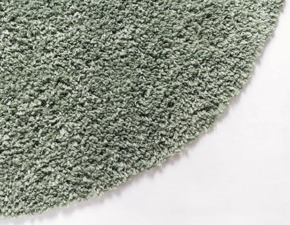 Unique Loom Davos Shag Collection Area Rug - Solid (2' Round, Sage)