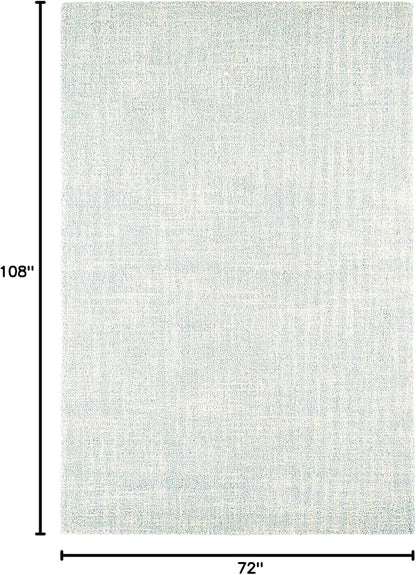 Dash and Albert Crosshatch Wool Area Rug - 6' x 9' Sky Blue Solid Hand Micro Hooked Accent Rug - Durable, High Traffic Areas Bedroom, Hallway, Stairs