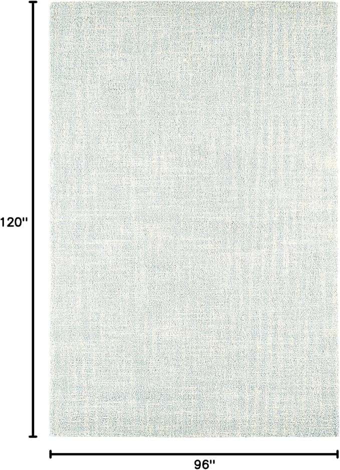Dash & Albert Crosshatch Sky Hand Micro Hooked Wool Rug, 7.5 X 9.5 Feet, Blue Solid Pattern