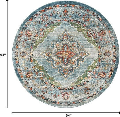 Unique Loom Isabella Collection Area Rug - Rossellini (7' 10" Round, Blue/ Beige)
