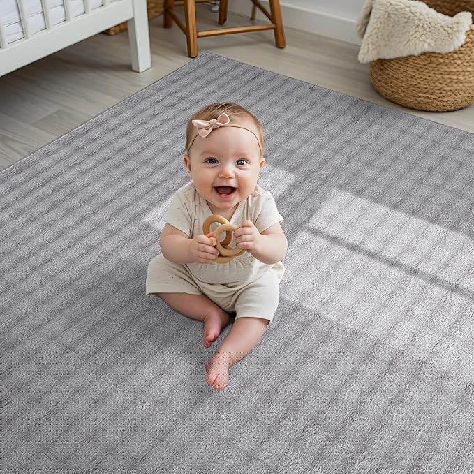 CAMILSON Modern Gray Non Slip Rug 3x5 Ultra Soft High Pile Area Rugs Non Skid Rubber Backing Durable & Easy to Clean Carpet for Living Room Bedroom Kids Room Indoor Use (3 x 5 Gray)