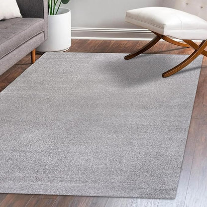 Eyely UES100K-4 Supersoft Haze Solid Low-Pile Indoor Area Rug Casual;Contemporary;Solid;Traditional, Bedroom, Kitchen, Living Room, Easy-Cleaning, Non-Shedding, 4 X 6, Light Gray