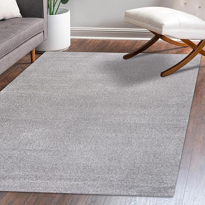 Eyely UES100K-6 Supersoft Haze Solid Low-Pile Indoor Area Rug, Coastal, Bohemian, Minimalist, Classic, Casual for Bedroom,Kitchen,Living Room,Non Shedding,Easy-Washing, Gray, 6 X 9