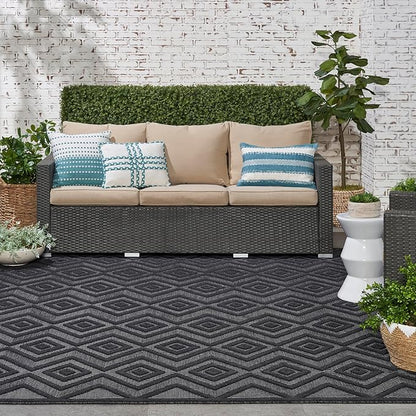 Nourison Home Versatile Charcoal Black 7' x 10' Area Rug - Easy Clean, Non Shedding, Bed Room, Living Room, Dining Room, Kitchen (7' x 10')