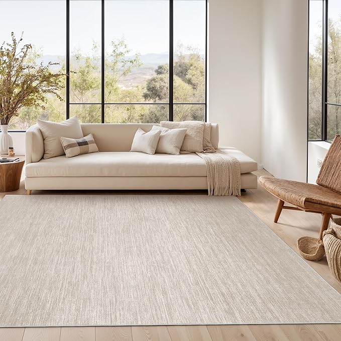 Valenrug Washable Rugs 6x9 - Stain Resistant 6x9 Area Rugs for Living Room, Non Slip Backing Gradient Printed Rugs for Bedroom, Foldable Machine Washable Area Rug(6'x9', Beige)