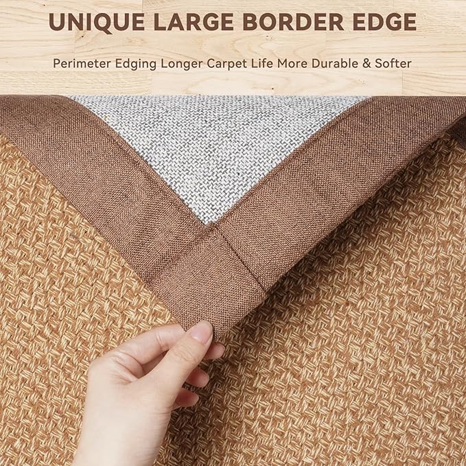 Washable Hallway Runner Rug 2x5 Jute Like Kitchen Runner Mat Rugs Non Slip, Woven Soft Entryway Farmhouse Runner Boho Floor Carpet for Indoor Laundry Hall Backdoor Bedroom Living Room, Brown