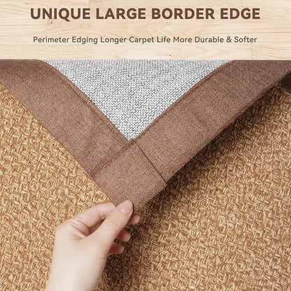 Washable Hallway Runner Rug 2x5 Jute Like Kitchen Runner Mat Rugs Non Slip, Woven Soft Entryway Farmhouse Runner Boho Floor Carpet for Indoor Laundry Hall Backdoor Bedroom Living Room, Brown