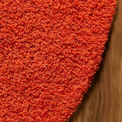 Unique Loom Solid Shag Collection Area Rug (5' 3" Round, Tiger Orange)