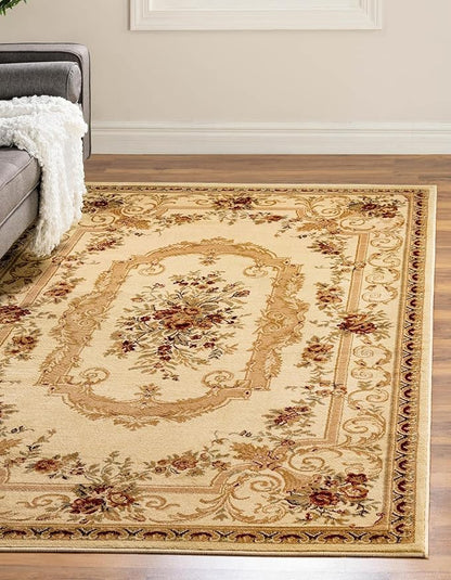 Rugs.com Chateau Collection Rug – 4' x 6' Cream Medium Rug Perfect for Entryways, Kitchens, Breakfast Nooks, Accent Pieces