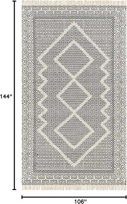 Mark&Day Wool Rugs, 9x12 Nishnabotny Cottage Dark Gray Area Rug, Grey Beige Carpet for Living Room, Bedroom or Kitchen (8'10" x 12')