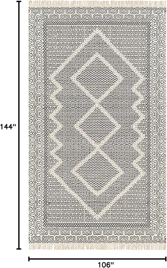 Mark&Day Wool Rugs, 9x12 Nishnabotny Cottage Dark Gray Area Rug, Grey Beige Carpet for Living Room, Bedroom or Kitchen (8'10" x 12')