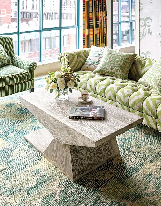 Dash and Albert x Kit Kemp Ladycross Wool Area Rug - 2.5' x 8' Runner Green Graphic Hand Hooked Accent Rug - Durable, High Traffic Living Room, Hallway, Stairs