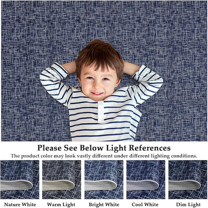 RUGSREAL Bedroom Area Rug 4x6 Modern Abstract Area Rug Stain Resistant Small Living Room Rug Contemporary Dining Room Rug Non-Slip Solid Rug Aesthetic Accent Floor Carpet for Kitchen Office, Blue