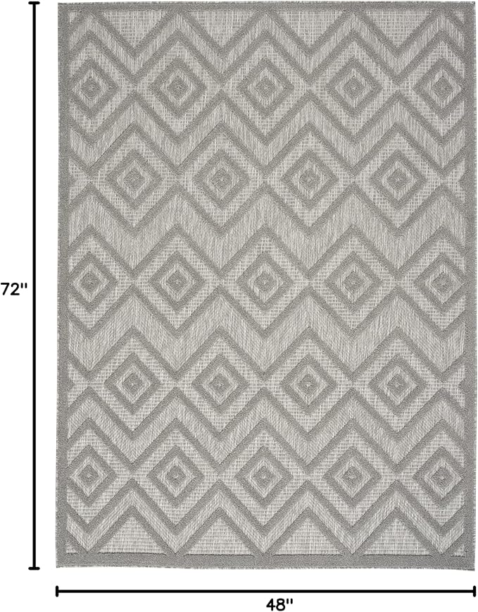 Nourison Home Versatile Silver Grey 4' x 6' Area Rug - Easy Clean, Non Shedding, Bed Room, Living Room, Dining Room, Kitchen (4' x 6')