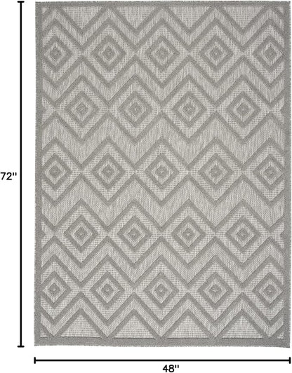 Nourison Home Versatile Silver Grey 4' x 6' Area Rug - Easy Clean, Non Shedding, Bed Room, Living Room, Dining Room, Kitchen (4' x 6')