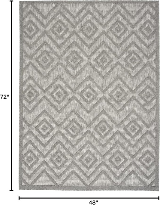 Nourison Home Versatile Silver Grey 4' x 6' Area Rug - Easy Clean, Non Shedding, Bed Room, Living Room, Dining Room, Kitchen (4' x 6')
