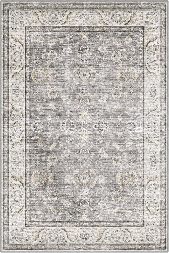 LUMI 8x10 Washable Area Rug for Living Room, Ultra Soft Traditional Vintage Rugs Non Slip with Rubber Backing, Low Profile, High Traffic, Stain Resistant Carpets, Ideal for Bedroom, Dining Room