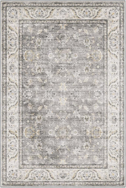 LUMI 8x12 Washable Area Rug for Living Room, Ultra Soft Traditional Vintage Rugs Non Slip with Rubber Backing, Low Profile, High Traffic, Stain Resistant Carpets, Ideal for Bedroom, Dining Room