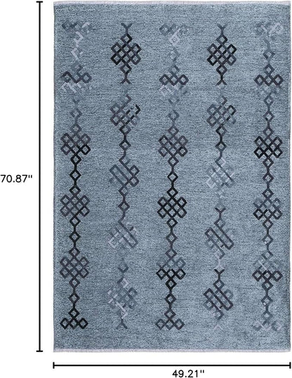 Alfa Rich 4x6 Bluish Gray Washable Area Rugs for Living Room Bedroom Kitchen Decor Cotton Rug