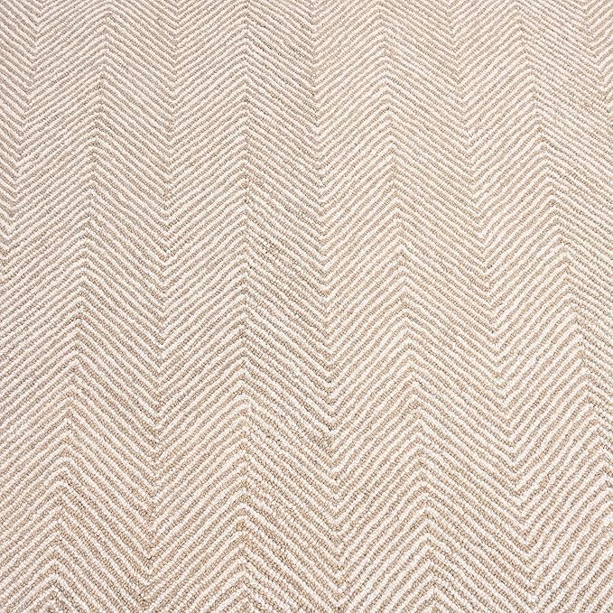 Modern Herringbone Chevron Collection Handcrafted Wool Area Rug - Durable, Zigzag Pattern, for High Traffic, Contemporary Design for Living Room, Bedroom, Dining Room Decor (Sand Beige, 9' x 11')