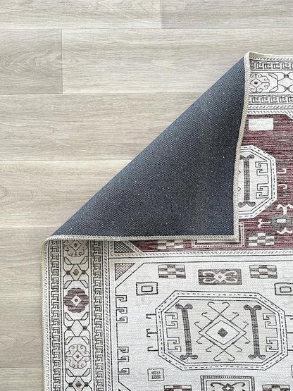 Fame Living Faded Oushak Rug, Turkish Vintage Floral Pastel Large Oversized Area Rugs for Living Room Dining Bedroom Kitchen Bathroom Nursery (848CrRd, 7'5" x 9'8")