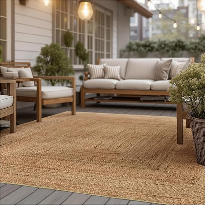 Bedsure 5x7 Printed Jute Rug for Living Room, Machine Washable Rugs, Jute-Look Rug, Non-Slip Backing, Non-Shedding