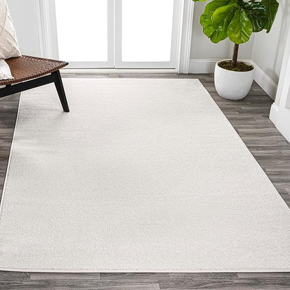 Eyely UES100T-3 Supersoft Haze Solid Low-Pile Indoor Area Rug Casual;Contemporary;Solid;Traditional, Bedroom, Kitchen, Living Room, Easy-Cleaning, Non-Shedding, 3 X 5, Cream