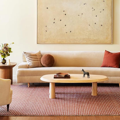 Rugs USA 8'6" x 11'6" Melrose Checked Wool Indoor Area Rug, Contemporary Farmhouse Chestnut/Ivory for Living Room, Bedroom, Office, Entryway, Hallway