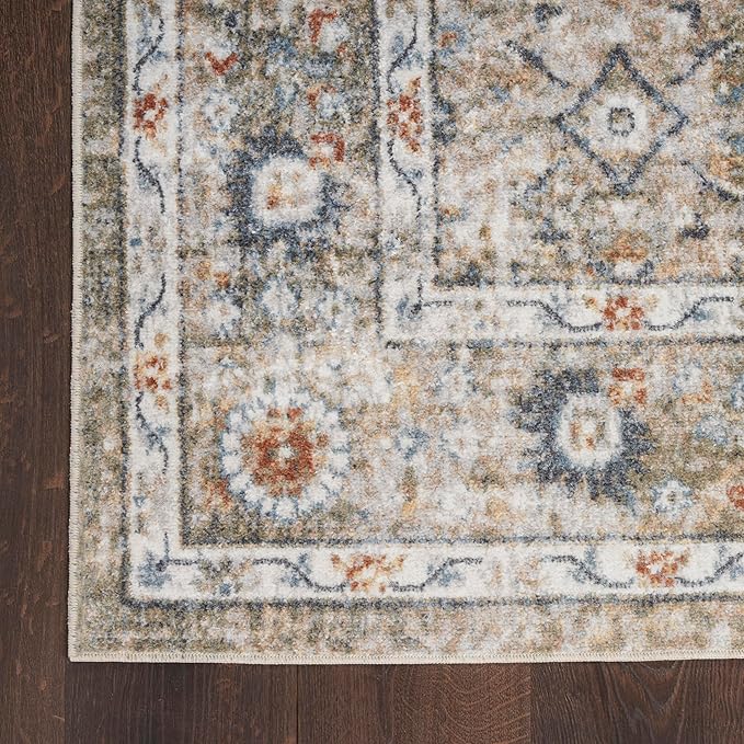 Nourison Home Astra Machine Washable Gold Grey 6'7" x 9' Area Rug - Easy Clean, Non Shedding, Bed Room, Living Room, Dining Room, Kitchen (7' x 9')