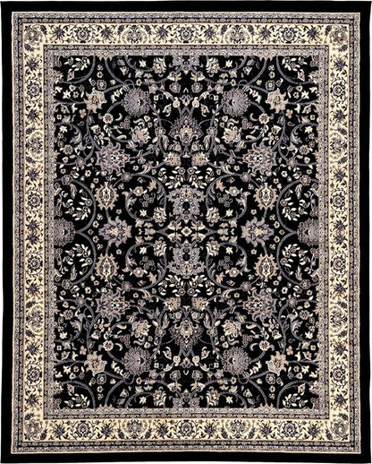 Unique Loom Sialk Hill Collection Area Rug - Washington (8' x 10' Rectangle Black/Gray)