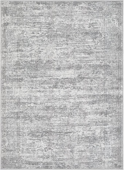 Area Rug Living Room Rugs - 4x6 Large Soft Indoor Neutral Modern Abstract Low Pile Washable Rug Carpet for Bedroom Dining Room Farmhouse Home Office - Vintage Grey