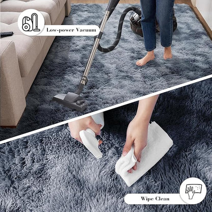 Soft Runner Rugs for Bedroom, Mottling Dark Grey 3x7 Area Rugs Fluffy Rug Shag Rug Carpet, Bedside Rug for Living Room Bedroom Kids Room Home Decor