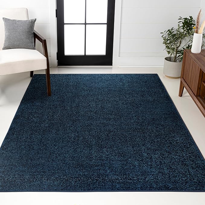 JONATHAN Y Haze Solid Low-Pile Navy Indoor Area Rug 10x14, Coastal,Bohemian,Minimalist,Classic, Easy-Cleaning for Living Room,Bedroom,Kitchen,Pet Friendly,Non-Shedding (SEU100C-14)