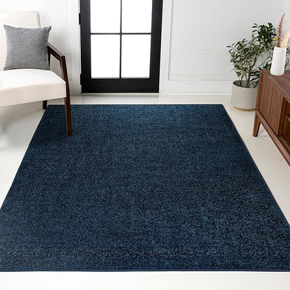 JONATHAN Y Haze Solid Low-Pile Navy Indoor Area Rug 6x9, Coastal,Bohemian,Minimalist,Classic, Easy-Cleaning for Living Room,Bedroom,Kitchen,Pet Friendly,Non-Shedding (SEU100C-6)