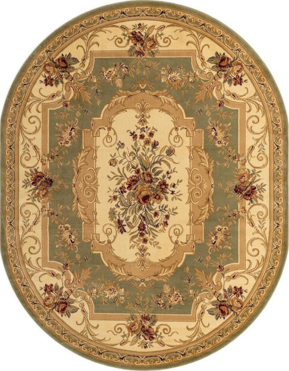 Rugs.com Chateau Collection Rug - 8' x 10' Oval Green Medium Pile Rug