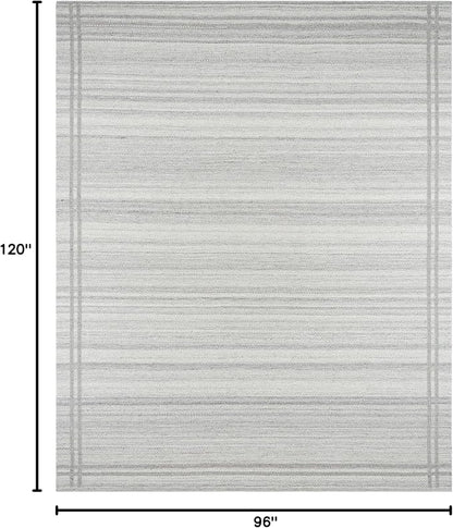Mark&Day Wool Rugs, 8x10 Janmichael Solid and Border Gray Area Rug, Grey Ivory Carpet for Living Room, Bedroom or Kitchen (8' x 10')