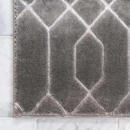 Unique Loom Marilyn Monroe Glam Collection Area Rug - Trellis (7' 10' Square, Gray Silver/ Silver)