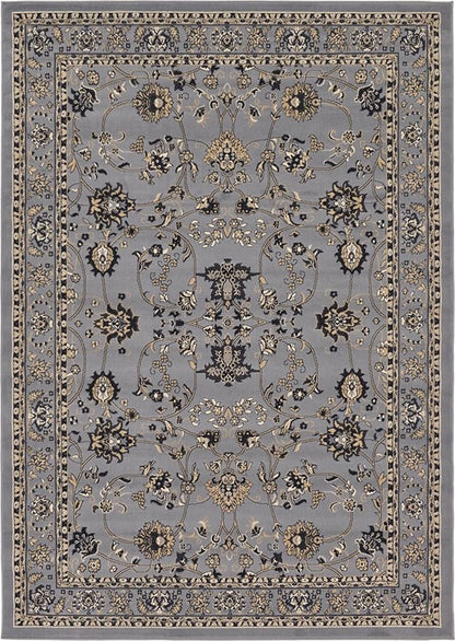 Unique Loom Sialk Hill Collection Area Rug - Washington (7' 1" x 10' Rectangle Gray/Black)