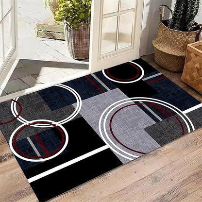 Area Rug 5x6 Modern Abstract Circle Rugs, Multicolor Low Pile Carpet, Machine Washable & Non-Slip Non-Shedding Stain Resistant for Bedroom, Living Room