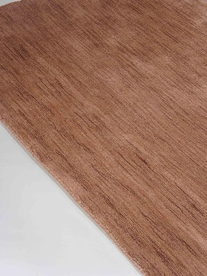 Hand Knotted Loom Wool ECO-Friendly Area Rugs - 5'x8', Rectangle, Light Brown Color, Solid Plain Design, High Pile Thick Handmade Anti Skid Rugs for Living Room (L00111)