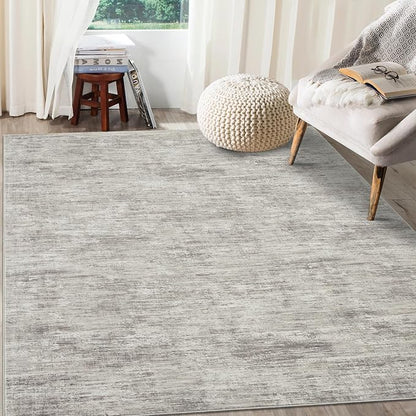 RUGSREAL 8x10 Washable Rug for Living Room Non-Slip Modern Abstract Area Rug Stain Resistant Large Bedroom Carpet Contemporary Accent Throw Floor Carpet Solid Rug for Dining Room Home Decor, Taupe